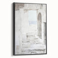 Framed canvas wall art showcasing a modern abstract architecture design in black tones, viewed from the side, perfect for contemporary home decor.