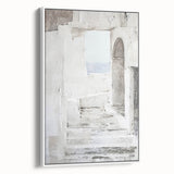 Framed abstract architecture wall art in a modern white setting, showcasing geometric patterns and lines, perfect for contemporary home decor. The piece adds elegance and sophistication to any room's aesthetic.