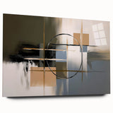 Abstract geometric acrylic glass art piece showcasing a dynamic side view with vibrant colors and sharp lines, ideal for modern home decor or office settings.