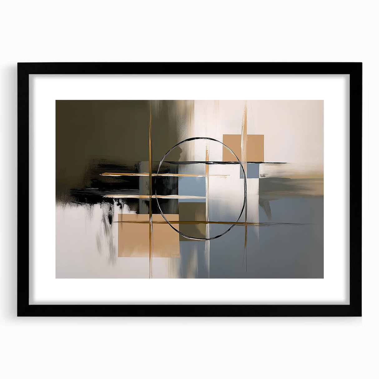 Abstract geometric frame with a matte black finish, showcasing a modern design suitable for contemporary decor. Ideal for adding a stylish touch to living spaces.