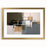 Abstract geometric frame with a gold mat, showcasing a modern design in a front view. Ideal for contemporary home decor and stylish art displays.