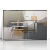 Abstract geometric framed acrylic artwork in white, showcasing a modern design with sharp lines and angles, perfect for contemporary home decor.