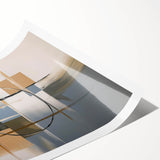 Abstract geometric rolled print showcasing vibrant colors and intricate patterns, elegantly packaged in a protective tube, perfect for modern home decor.