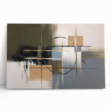 Abstract geometric canvas art featuring vibrant colors and dynamic shapes, adding a modern touch to any interior space. Perfect for contemporary decor enthusiasts.