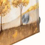 Close-up of an abstract landscape wall art piece printed on acrylic glass, showcasing vibrant colors and intricate textures, perfect for modern home decor.