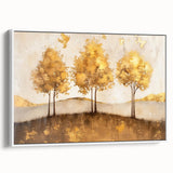 Framed abstract landscape wall art in a white frame, showcasing vibrant colors and fluid shapes, ideal for modern home decor. Perfect for enhancing living spaces.