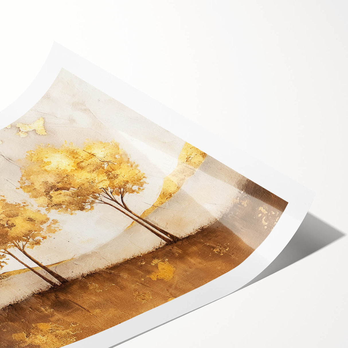 Abstract landscape wall art print showcasing vibrant colors and fluid shapes, perfect for modern home decor, rolled and ready for framing.
