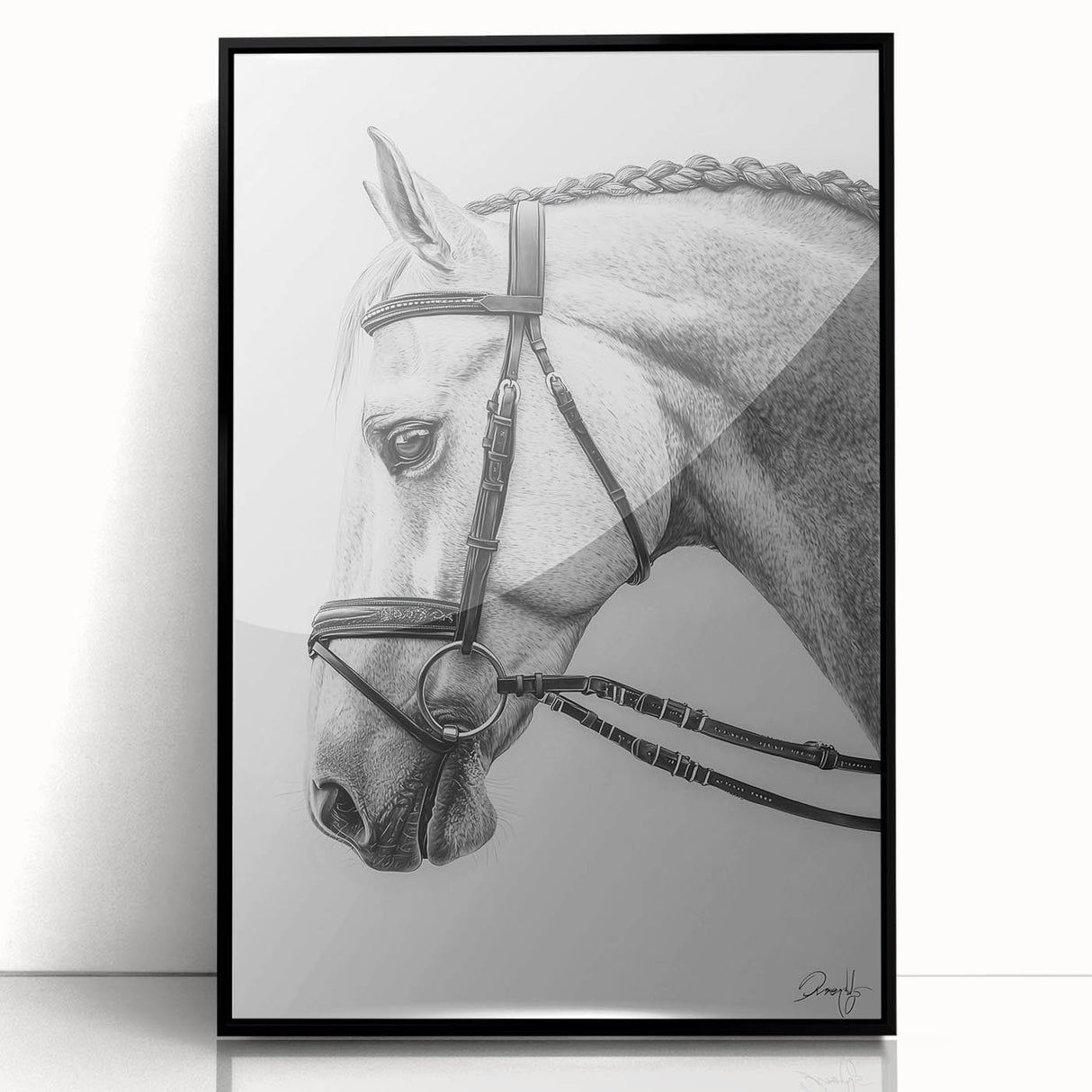 Framed acrylic wall art featuring a vibrant animal design, showcasing intricate details and a sleek black frame, perfect for enhancing modern interior decor.