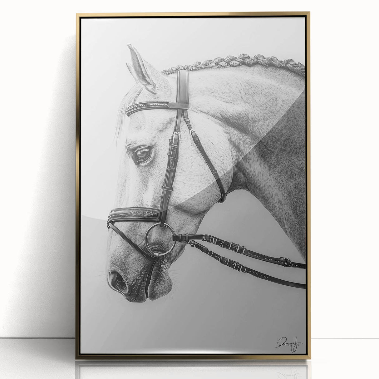 Framed acrylic art piece showcasing a vibrant animal design with a gold border, perfect for enhancing modern decor. Ideal for animal lovers and art enthusiasts.