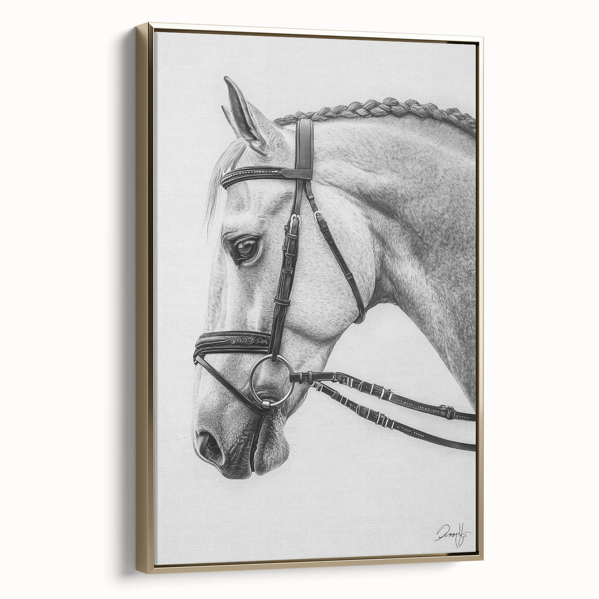 Framed canvas artwork featuring a vibrant animal design in gold tones, showcasing intricate details and textures, ideal for enhancing home decor with a touch of elegance.