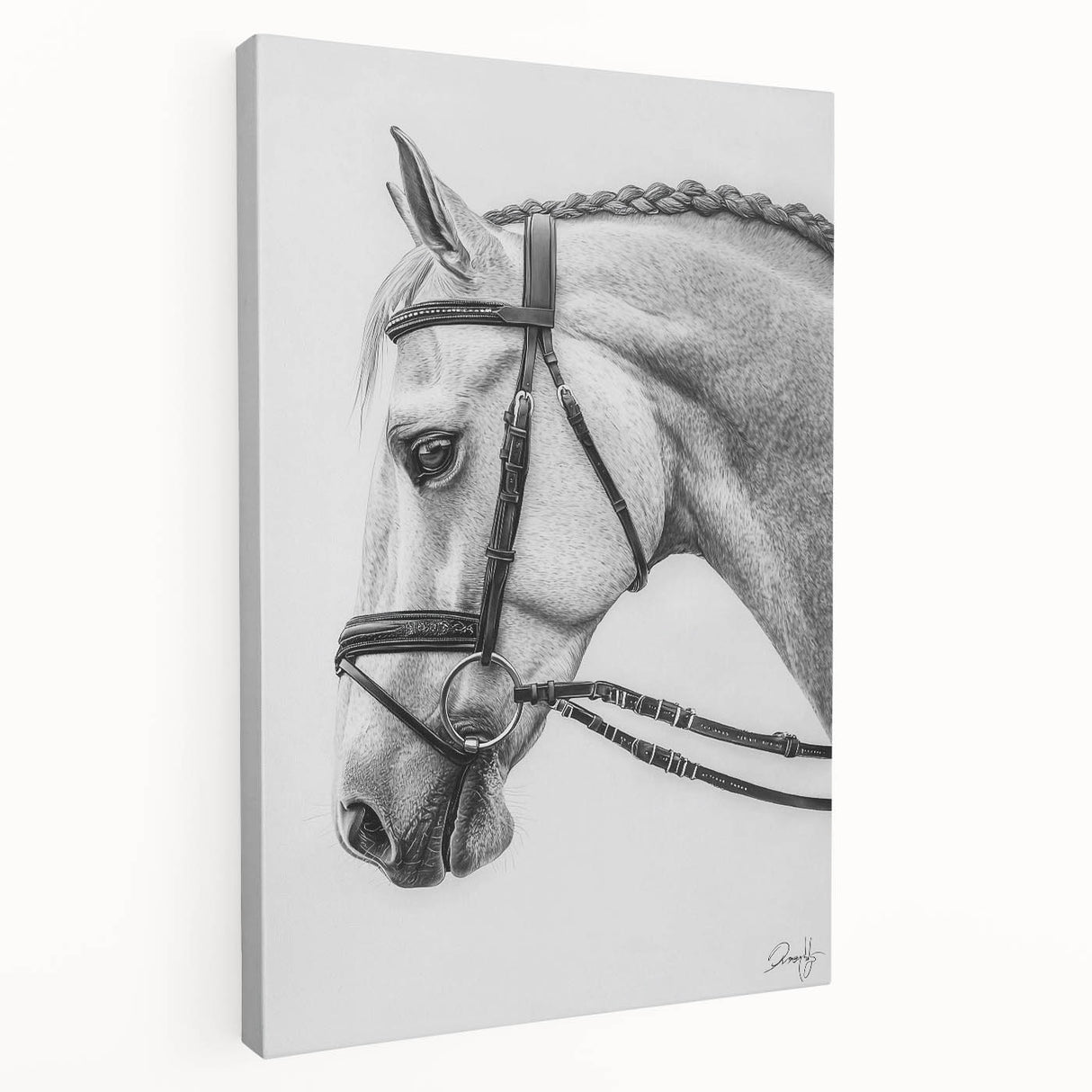 Stretched canvas artwork depicting a vibrant animal design in a side view, showcasing rich colors and intricate details, ideal for home or office decor.