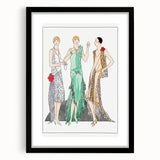 Chic Art Deco Wall Art - Trio of Stylish Women in Vintage Evening Gowns