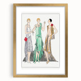 Chic Art Deco Wall Art - Trio of Stylish Women in Vintage Evening Gowns