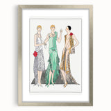 Chic Art Deco Wall Art - Trio of Stylish Women in Vintage Evening Gowns