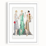 Chic Art Deco Wall Art - Trio of Stylish Women in Vintage Evening Gowns