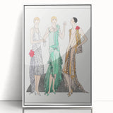 Chic Art Deco Wall Art - Trio of Stylish Women in Vintage Evening Gowns