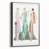 Chic Art Deco Wall Art - Trio of Stylish Women in Vintage Evening Gowns