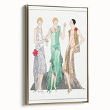 Chic Art Deco Wall Art - Trio of Stylish Women in Vintage Evening Gowns