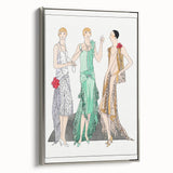 Chic Art Deco Wall Art - Trio of Stylish Women in Vintage Evening Gowns