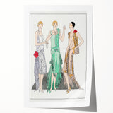 Chic Art Deco Wall Art - Trio of Stylish Women in Vintage Evening Gowns