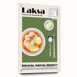 Acrylic glass wall art featuring various food dishes in muted earth tones, ideal for dining room decor.