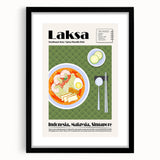 Extra large abstract art print featuring a colorful array of abstract food dishes, textured on framed black matte canvas.