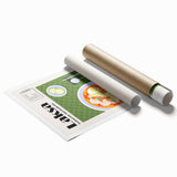 Extra large rolled print featuring assorted food dishes in a colorful, realistic style.