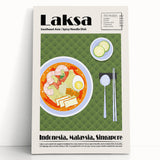 Black and white stretched canvas featuring an assortment of detailed food dishes, ideal for kitchen wall art.