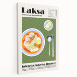 Large canvas featuring an assortment of detailed food dishes in vibrant colors, ideal for kitchen wall art.