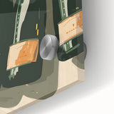 Large abstract wall art in mid-century modernist style with vibrant colors on acrylic glass, ideal for dining room decor.