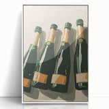 Art deco style poster of food and drinks in vibrant colors, framed acrylic print, suitable for modern kitchen decor.