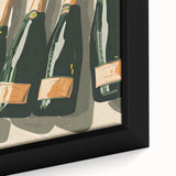 Extra large black wall art featuring colorful, textured food and drink motifs on framed canvas, ideal for living room decor.