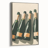 Landscape art painting featuring colorful vintage poster art on a black wall, framed canvas, ideal for dining room decor.