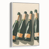 Vintage poster art of colorful beverages on a black background, presented on a framed extra large canvas.