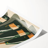 Extra large wall art featuring line art flowers in black on white, rolled print, suitable for large living room spaces.