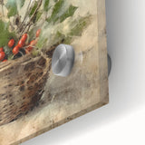 Christmas Framed Art - Festive Holly Basket Holiday Decor Prints