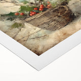 Christmas Framed Art - Festive Holly Basket Holiday Decor Prints