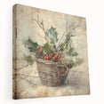 Christmas Framed Art - Festive Holly Basket Holiday Decor Prints