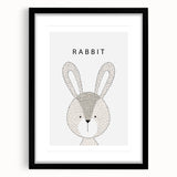 Rabbit Framed Nursery Art - Baby Room Wall Decor for Kids