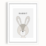 Rabbit Framed Nursery Art - Baby Room Wall Decor for Kids