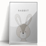 Rabbit Framed Nursery Art - Baby Room Wall Decor for Kids