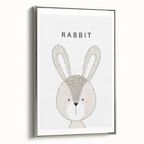 Rabbit Framed Nursery Art - Baby Room Wall Decor for Kids