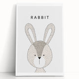Rabbit Framed Nursery Art - Baby Room Wall Decor for Kids