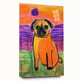 Kids Room Wall Art – Playful Pug Dog Sunset Painting
