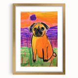 Kids Room Wall Art – Playful Pug Dog Sunset Painting