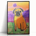 Kids Room Wall Art – Playful Pug Dog Sunset Painting