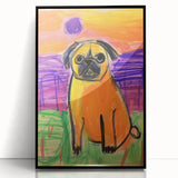 Kids Room Wall Art – Playful Pug Dog Sunset Painting