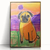 Kids Room Wall Art – Playful Pug Dog Sunset Painting