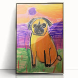 Kids Room Wall Art – Playful Pug Dog Sunset Painting