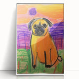 Kids Room Wall Art – Playful Pug Dog Sunset Painting